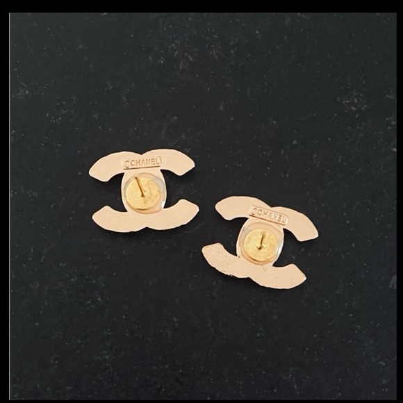 Luxury Gold Signature Logo Repurposed Button Earrings 18mm - Picture 2 of 2